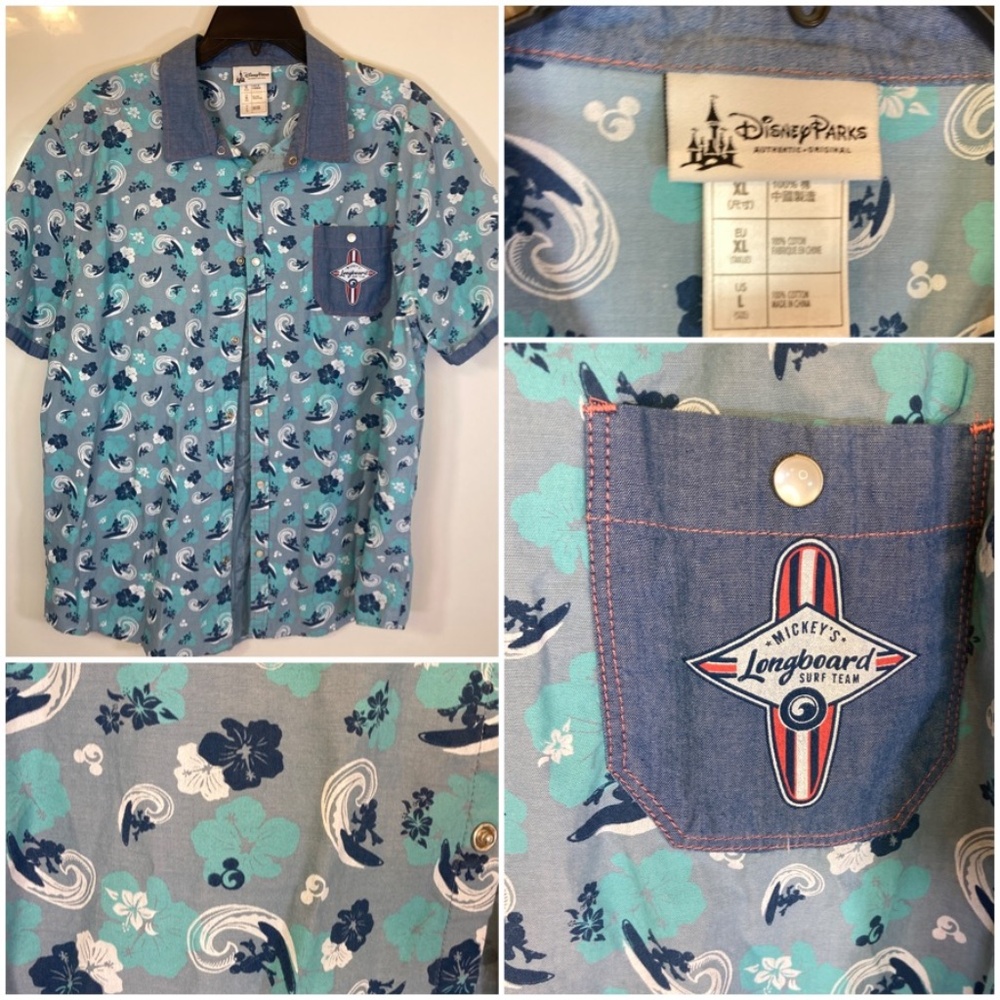 Mickey Mouse Surf Mens Disney Snap Short Sleeve Collared Shirt Sz XL - Picture 16 of 16